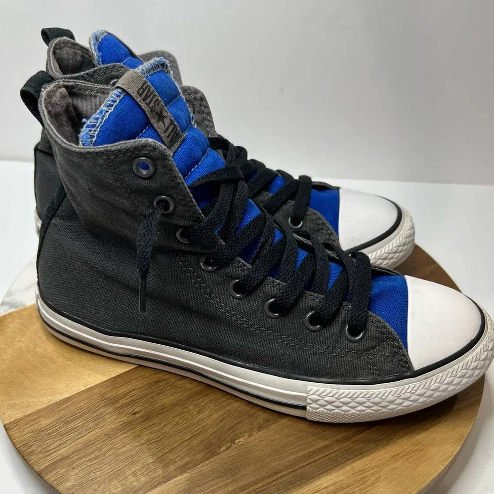 Converse Chuck Taylor All Star Gray Blue Fat Tongue High Top Sneaker 5Y/ 7 Women - Picture 1 of 7